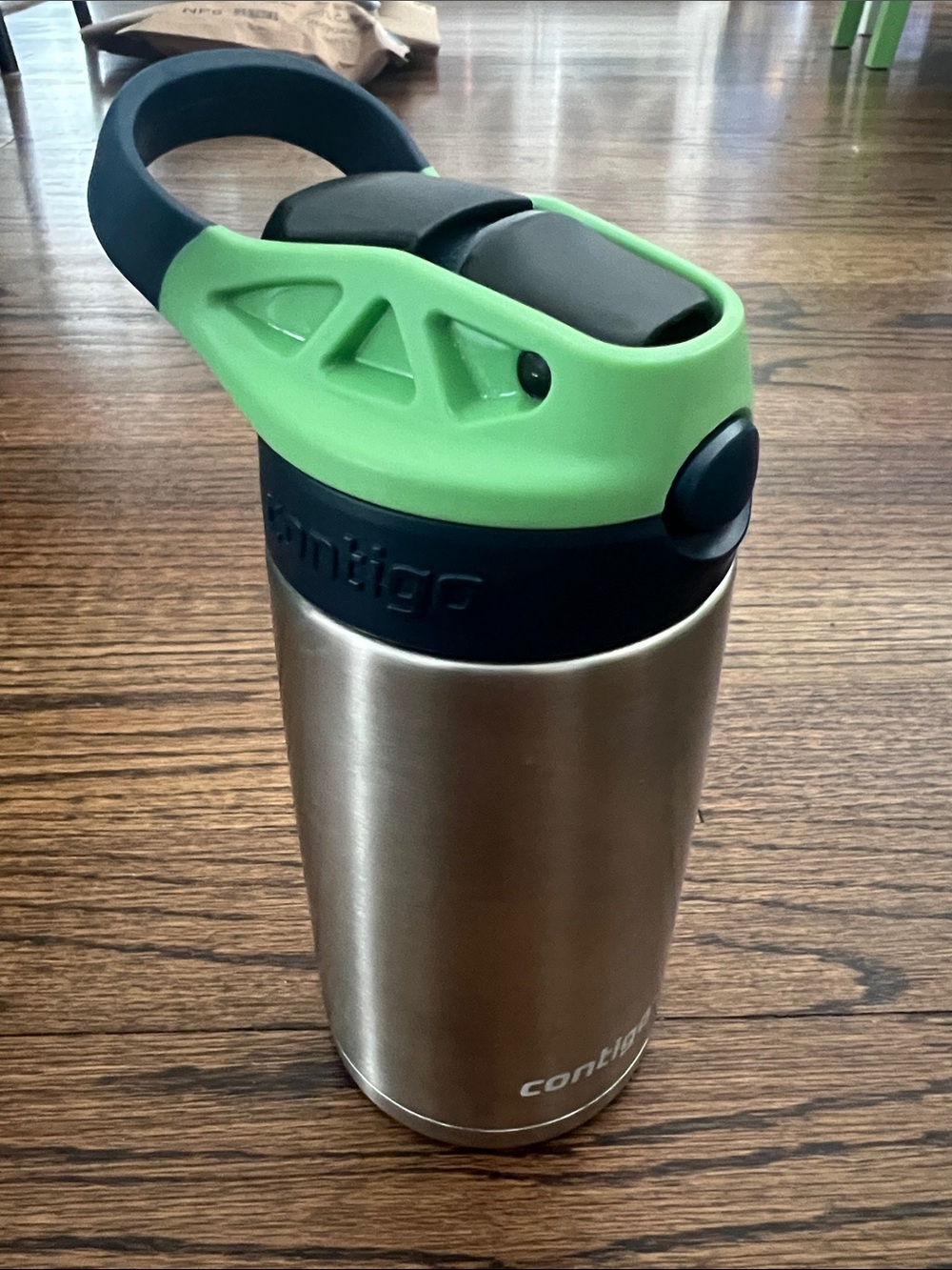 Contigo Stainless Steel Travel Bottle with Green and Blue Lid